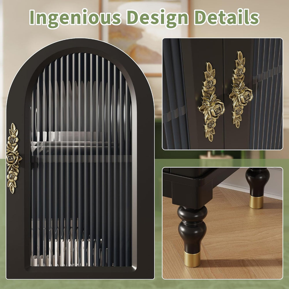 iPormis Fluted Arched Buffet Cabinet with Storage, 59" Modern Sideboard ...
