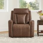 CHITA Genuine Leather Super Zero Gravity Power Recliner Chair, Cafe Brown | Adjustable Power Headrest, USB & Type-C Ports for Living Room & Home Theater
