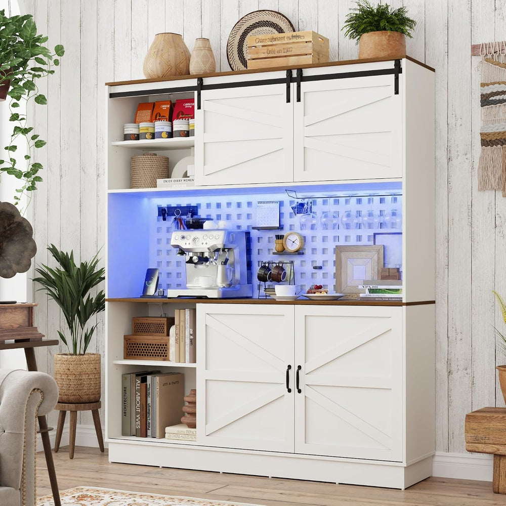 75”Tall 63"W Extra Large Farmhouse Kitchen Storage Pantry Hutch Cabinet ...
