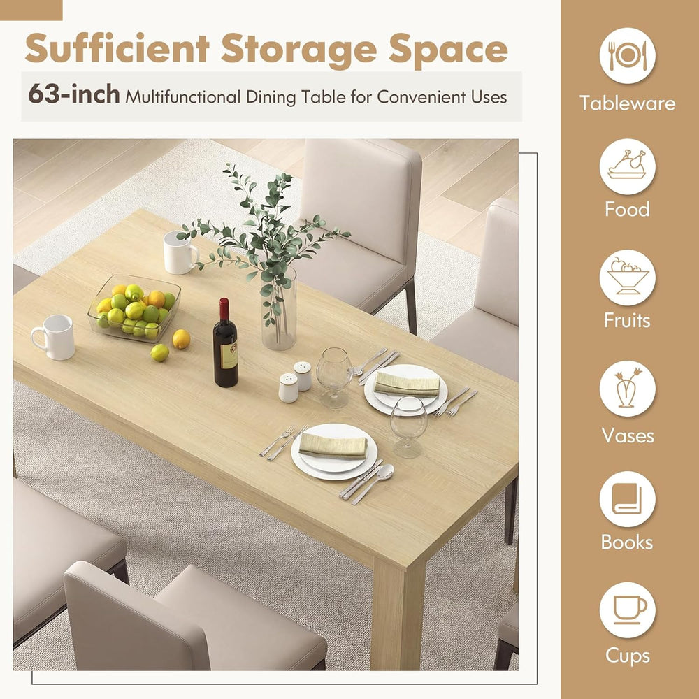 GOFLAME Dining Table for 4-6 People, 63” Modern Kitchen Table with L-Shaped L...