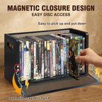 DVD Storage Rack 2-Pack with Handles, Holds 56 DVD or 64 Blu-ray Cases | Portable DVD Case Holder for Desktop, Closet, Video Games, Books & Movies, Black