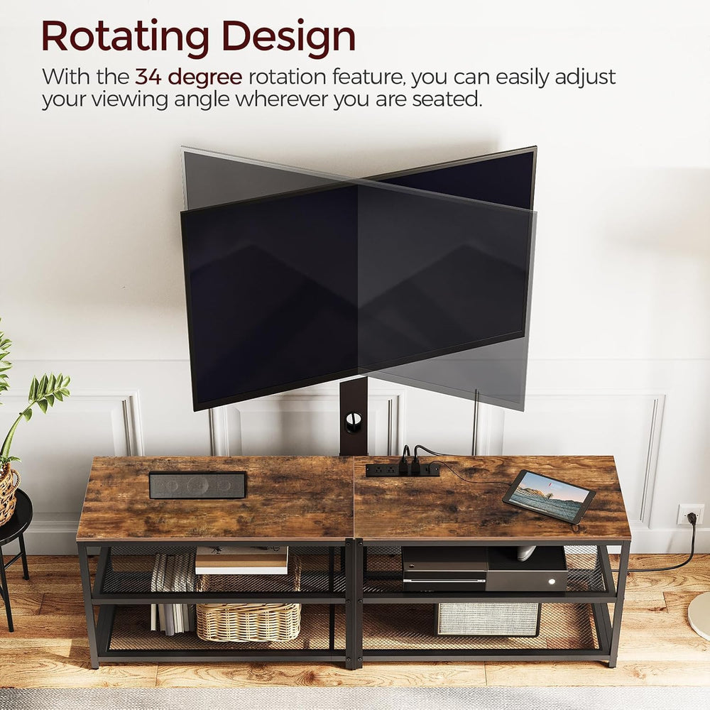 MAHANCRIS 59" TV Stand with Mount and 4 Power Outlets, Entertainment Cen...