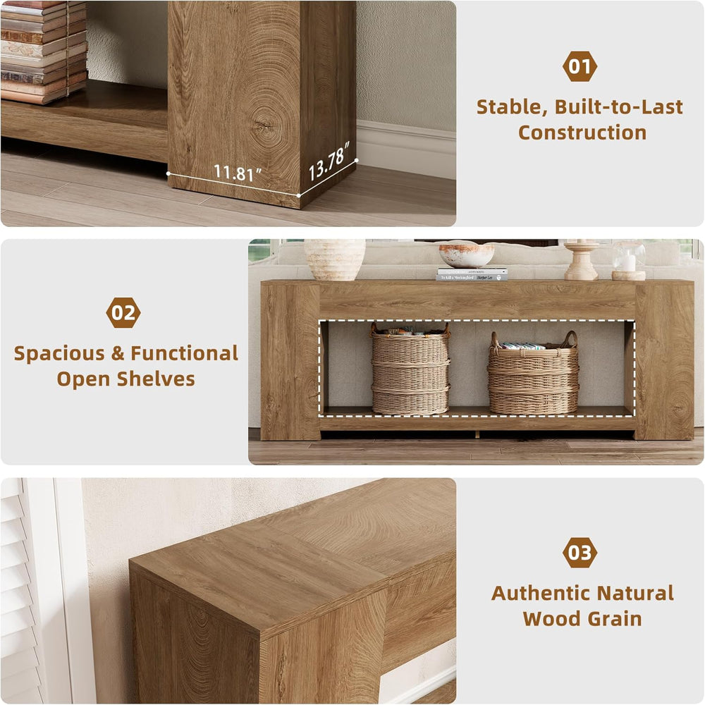 Epecoya 86-Inch Extra Long Console Tables for Entryway, Natural Oak Brown | 2...