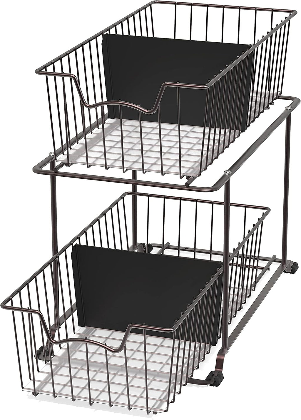 SimpleHouseware 2 Tier Cabinet Wire Basket Drawer Organizer, Brown