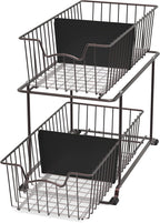 SimpleHouseware 2 Tier Cabinet Wire Basket Drawer Organizer, Brown
