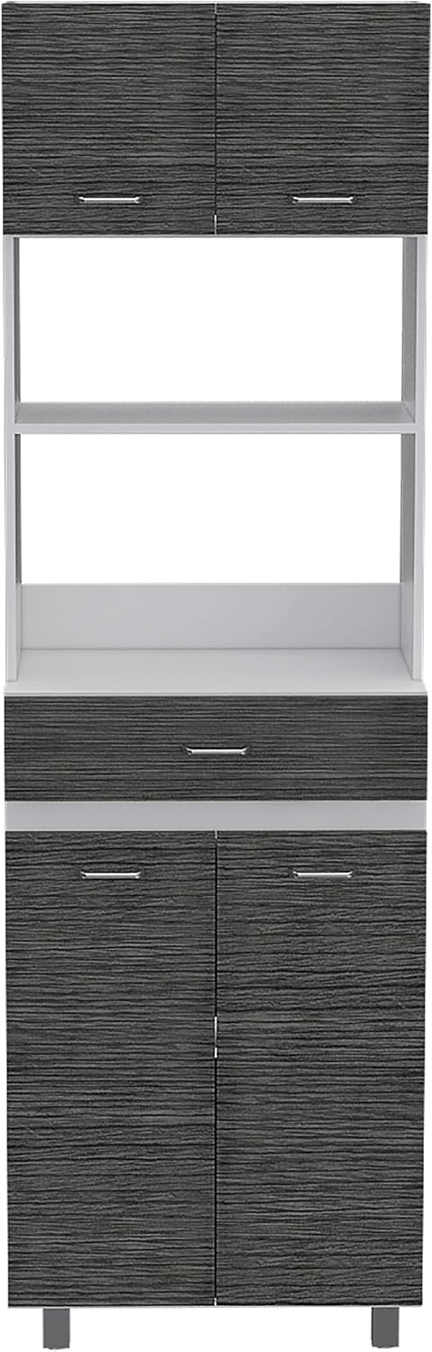Microwave Cabinet Madison, Kitchen, White/Smokey Oak