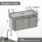 Bedside Caddy Bedside Organizer with Fixed Straps & Water Bottle Holder, Bunk Bed Caddy ideal for Home, Dorm, Hospital, Crib, Versatile Bedside Storage Solution (Grey)