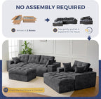 MAXYOYO Sectional Sofa Couch and Chaise Lounge, L Shaped Modern Cloud Couch with Ottoman, Comfy Sofa with Layered Cushion, Tufted Upholstered Sleeper Chair for Living Room, No Assembly Required, Grey