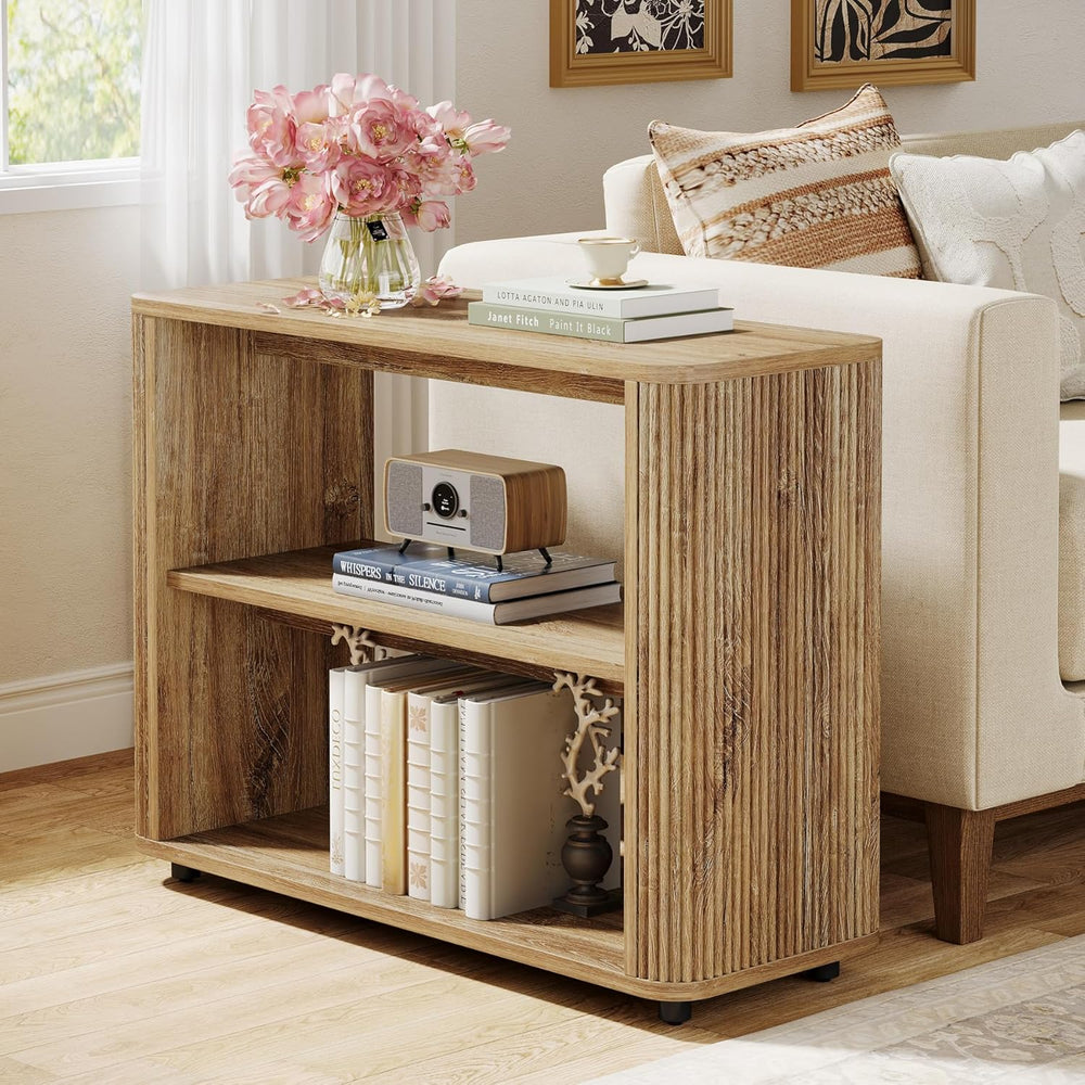 Tribesigns Narrow Side Table, 3-Tier End Table for Living Room, Small Fluted ...