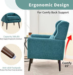 Modern Accent Chair, Upholstered Arm Chair with Waist Pillow, Single Sofa Chair for Living Room Bedroom Small Spaces (Teal)