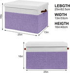 Large Toy Box with Lid, Sturdy Toy Storage Chest Bin Boxes Organizer Basket with Dividers for Toddlers, Kids, Boys, Girls, Nursery, Living Room, Bedroom, Playroom 25"x13" x16" (Purple and White)