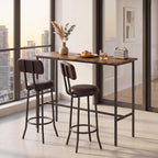 Giantex 3-Piece Bar Table and Chairs Set, Counter Height Pub Table and 2 Upholstered Stools with Backrest & Footrest, Space-Saving High Top Bistro Table Set for Breakfast Nook, Small Space