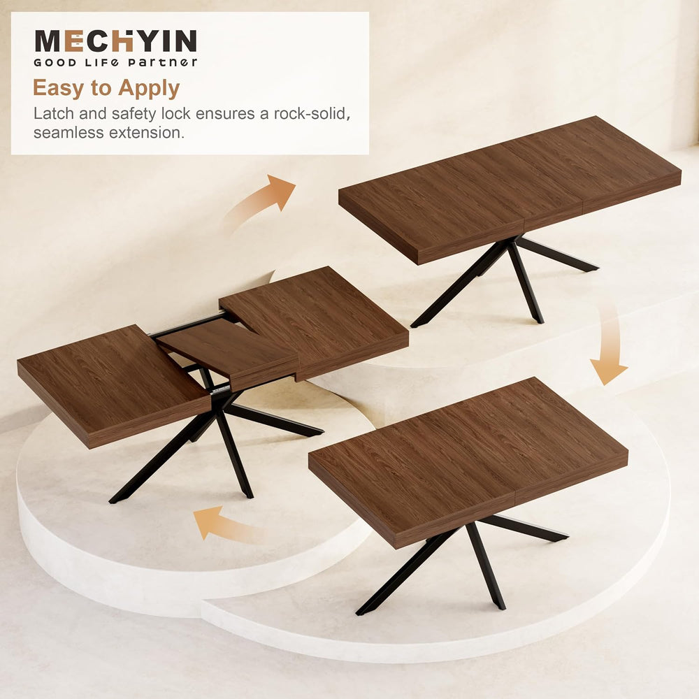 Extendable Dining Room Table for 4-6-8, Large 55''-70.9'' Woo...