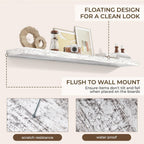 RICHFOCUS 72Inch Floating Shelves for Wall 2 Pack Shelves for Bedroom|Kitchen|Bathroom Wall Mounted Rustic Distressed Wood Floating Shelf with Invisible Brackets for Books|Storage|Decor, Rustic