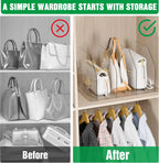 Bag & Purse Organizer for Closet, 2 Sets Adjustable Clear Handbag Storage Shelf, Plastic Clutch Dividers for Closet Organizers and Storage-Keep Purses upright (2 Sets)