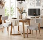 Mid Century Modern Dining Chairs Set of 2, Upholstered Wooden Dining Room Chairs, Farmhouse Kitchen Chairs, Accent Armless Side Chairs with Curved Back for Living Room, Grey Linen, 2PCS