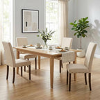 TLSUNNY Upholstered Dining Chairs Set of 2/4, Tufted Parsons Design with Nail Head Trim, Solid Wood Legs and Padded Seat, Comfortable Fabric for Dining Room, Kitchen (Beige, Set of 2)