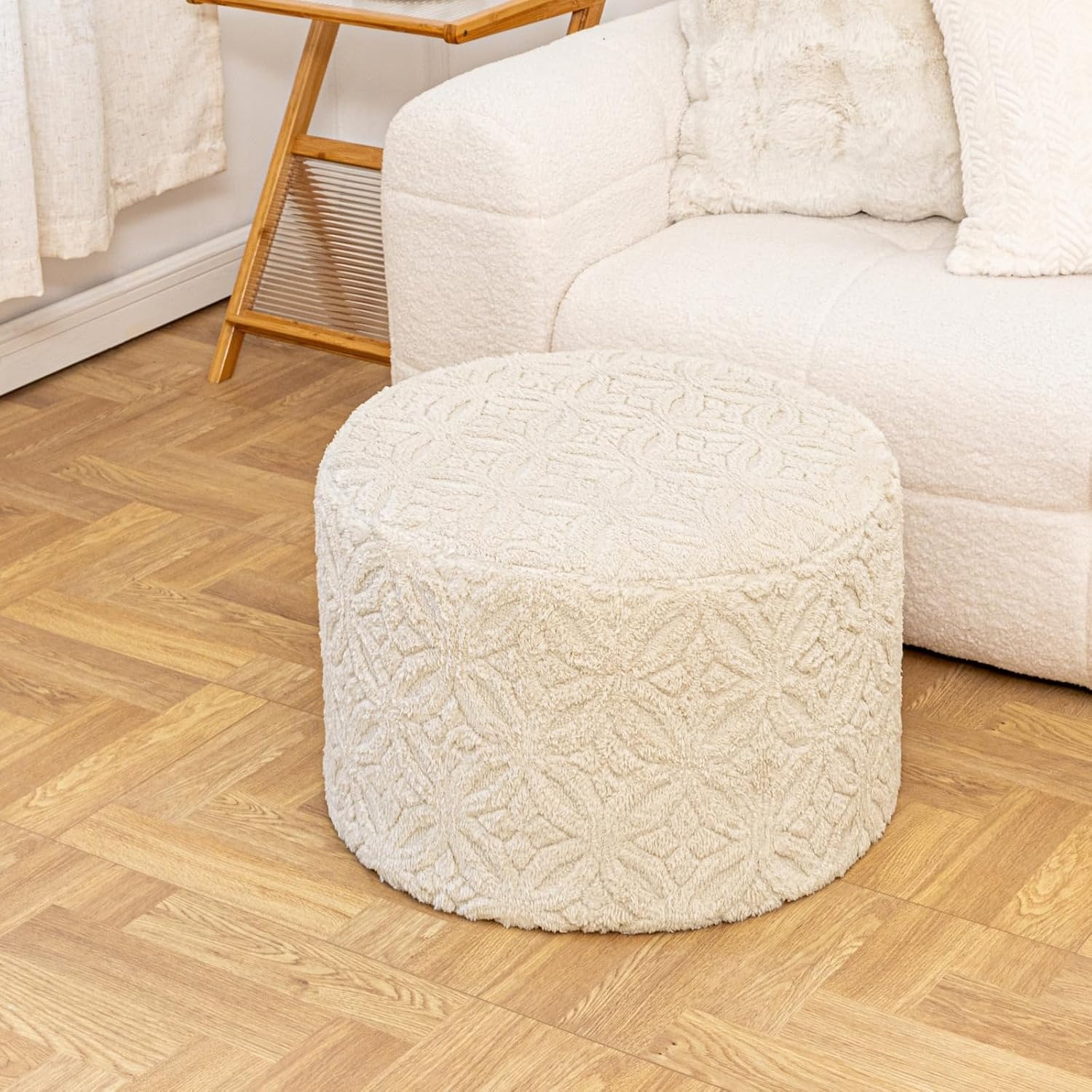 Plush Functional Ottoman Foot Stools, Linen | Ergonomic Foot Rest, Space-Saving Design, Perfect Under Desks, Couches & Sofas