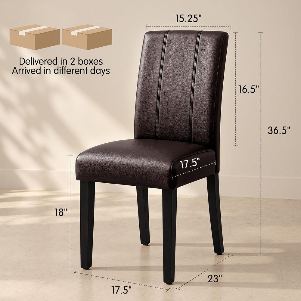 CHUN YI Dining Chairs Set of 6, Upholstered Dining Room Chairs, Brown