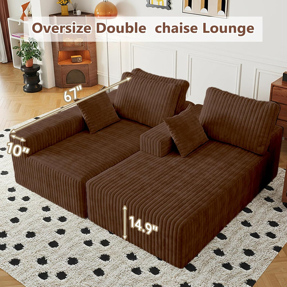 108" Brown Modular Sectional Cloud Couch for Living Room Deep Seat L Sha...
