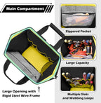 Tool Bag Backpack with Zipper Pouch and Magnetic Attraction Area, Heavy-Duty Tool Storage Organizer Bag, Tactical Work Tool Bag for Electrician, Repairman, HVAC Techs, Black