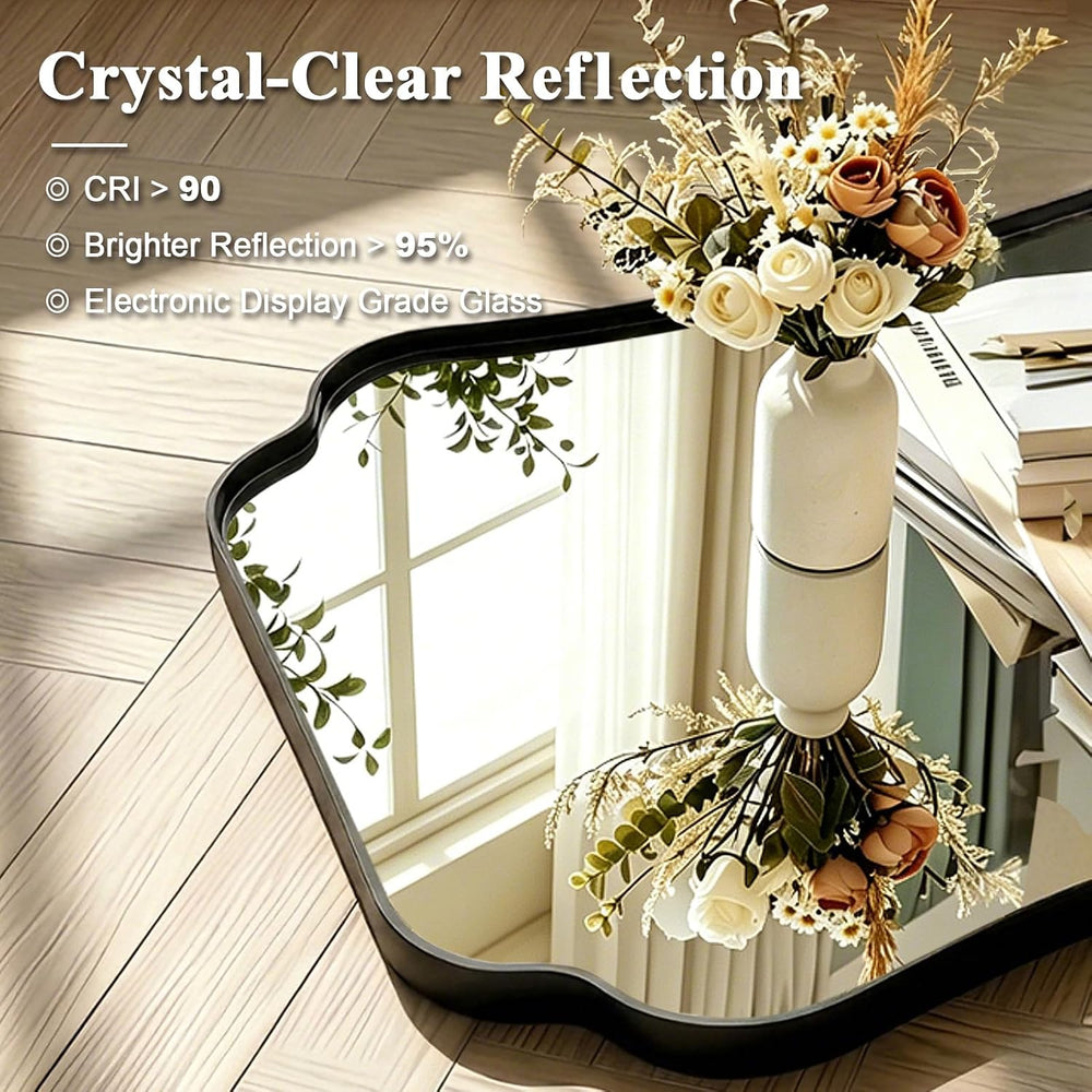 ANDY STAR Bathroom Vanity Mirror, 24x36 Matte Black Rectangle Mirror with Sca...