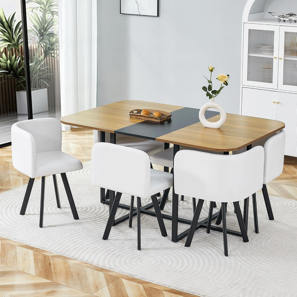Hommoo 7-Piece Dining Table & Chairs Set for 6, 59” Rectangular Kitchen T...