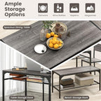 Giantex Dining Table Set for 4, Kitchen Table with Chairs & Bench, Storage Racks, Metal Frame, 4-Piece Space-Saving Dinette Set for Dining Room, Breakfast Nook, Small Space, Apartment, Grey