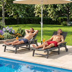 WACASA HDPE Pool Lounge Chairs with Wheels & Cup Holder, 6-Position Adjustable Outdoor Lounge Chair, Easy 20-Min Assembly, 450LBS Bearing, Patio Lounger Recliner for Poolside, Deck, Backyard (Grey)