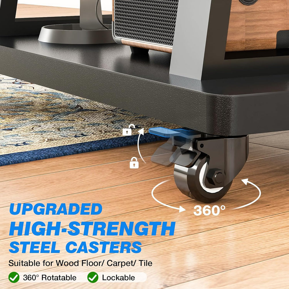 Rfiver Mobile TV Cart Rolling TV Stand for 37-75 inch TVs Up to 150lbs | Heav...