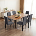 CHUN YI Upholstered Dining Chairs Set of 8, Fabric Dining Room Chairs with Solid Wood Legs, Modern Parson Chairs for Kitchen, Restaurant, Hotel, Dark Grey
