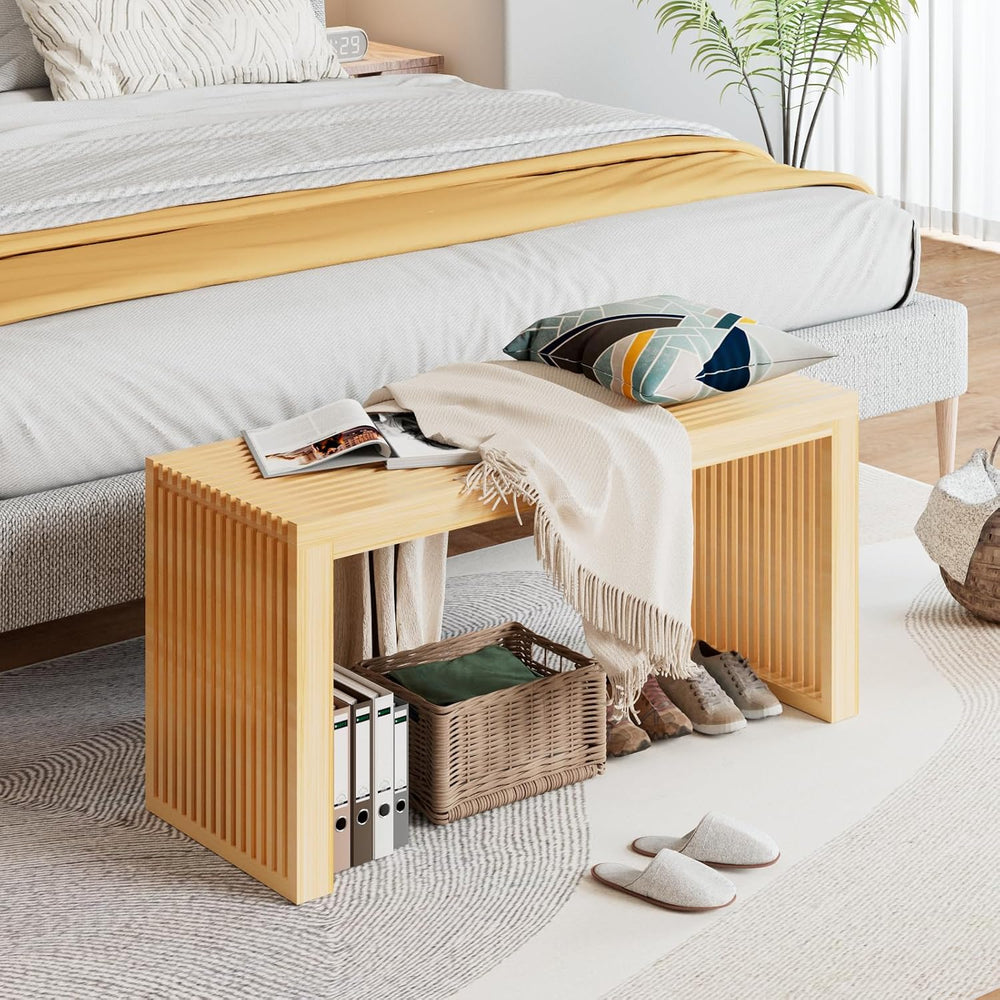 APRTAT Bamboo Dining Bench 35-Inch Indoor Wood Shoe Rack Bench for Entryway |...