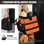 Heavy Duty Tool Bag 18-Inch, 16-Pocket Portable Soft Tool Box Organizer Storage, Handle Tactical Carry Tote Empty Toolbox with Large Zipper, Father Day Dad Men Gift for Mechanic Engineer, Orange