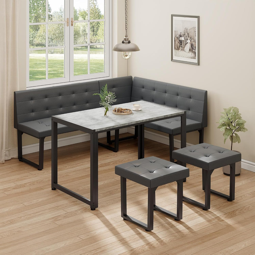 Yechen Corner Dining Table Set with Upholstered Banquette, 70 Inch 5-Piece Ki...