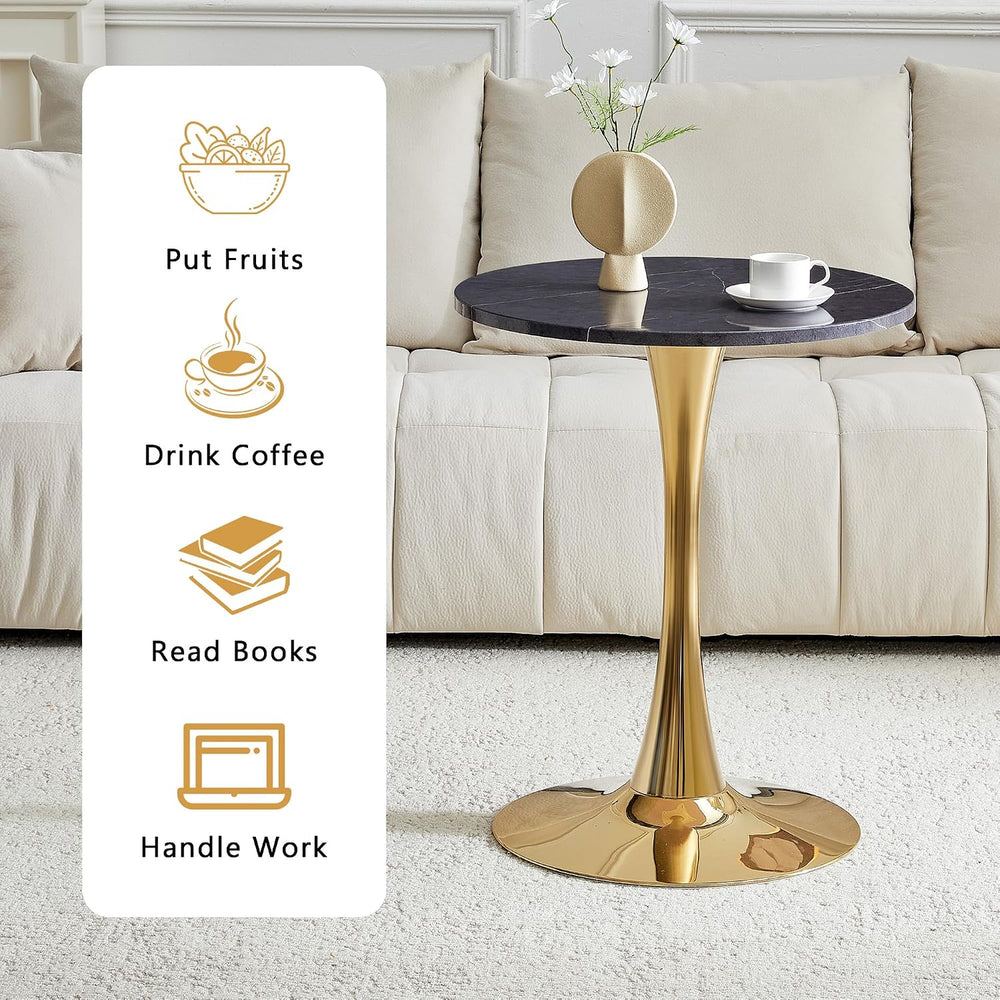 Round Dining Table, 23.6" Circle Tulip Table with Thickened Tabletop &am...