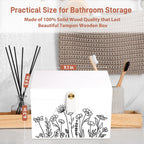 100% Solid Wood Tampon Holder Box with Lid, Copper Leather Pull, Absolute Real Wood Bathroom Decorative Box for Feminine Product Storage and Accessories such as Tampons, Cotton Balls, Gifts for Women