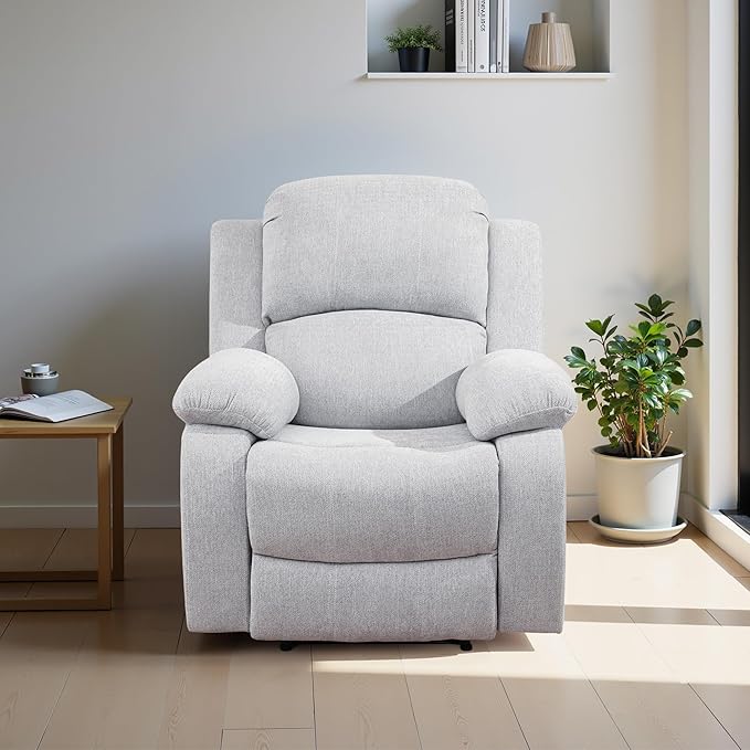 Recliner Sofa Set Couches for Living Room Chair Line Fabric Living Room Furniture Sets, Adjusted Reclining Couch Furniture Sofa Set for Theater Seating, Grey White