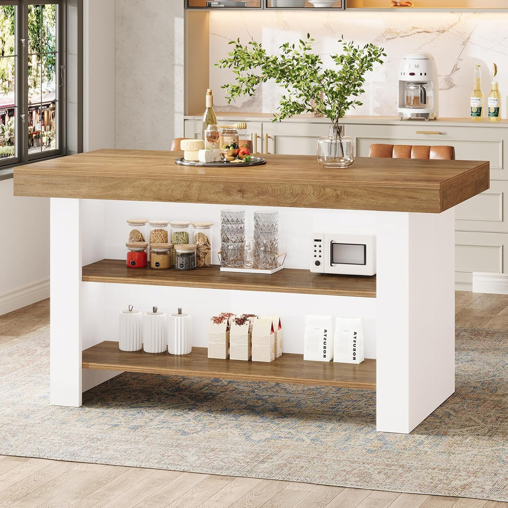 Tribesigns 55-Inch Kitchen Island with Storage, Farmhouse Center Island Table...