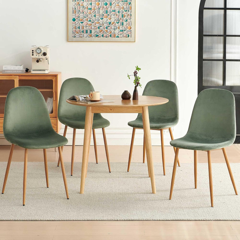 Small Oak Round Dining Table Set for 4, Modern 35'' Kitchen Coffee Ta...