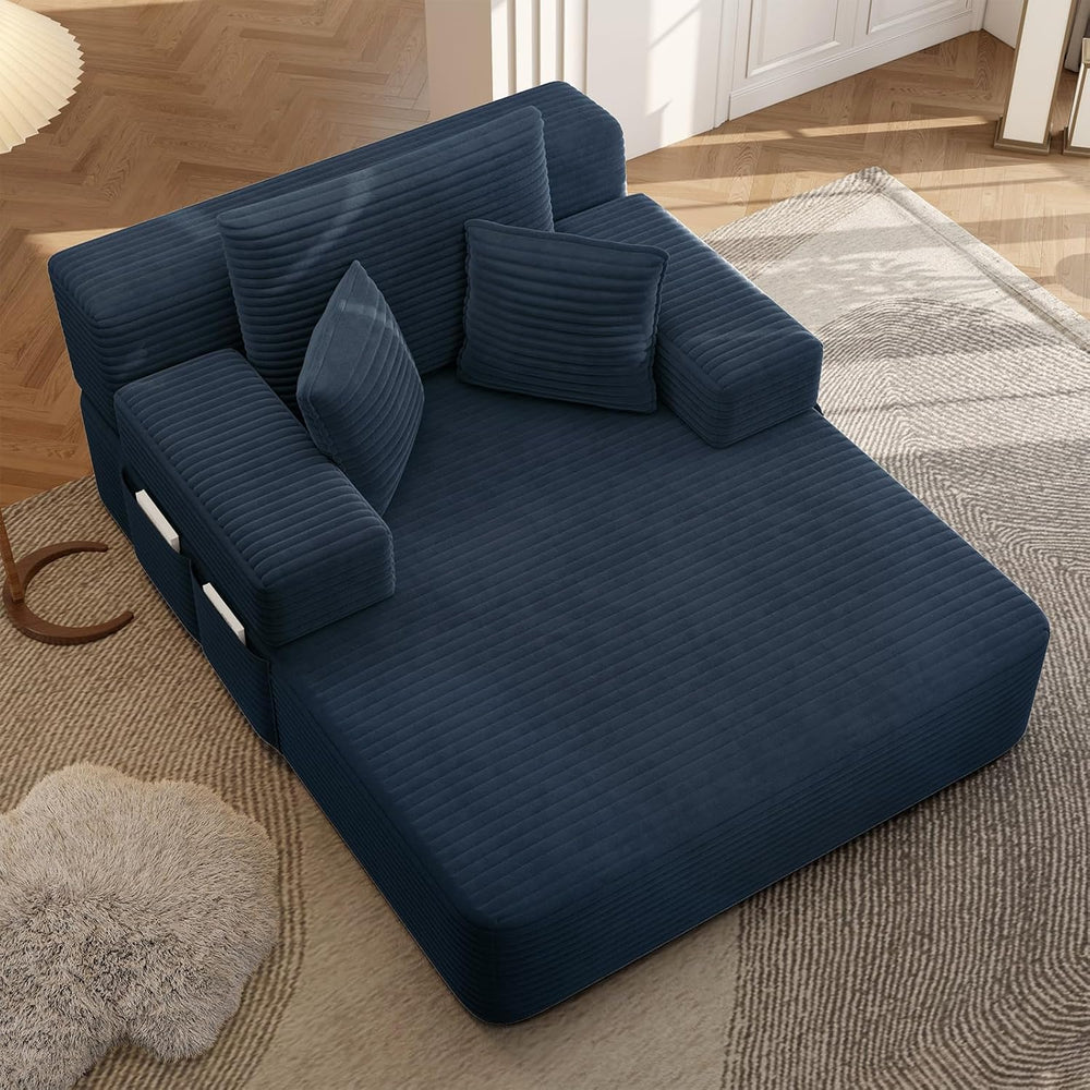 Chaise Lounge Chair Indoor, 60" Oversized Sleeper Couches W/Foldable Arm...
