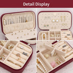 DesignSter Travel Jewelry Box, PU Leather Portable Jewelry Case, Small Jewelry Boxes for Gifts, Travel Jewelry Organizer for Women Rings Earrings Necklaces Bracelets (Wine Red)
