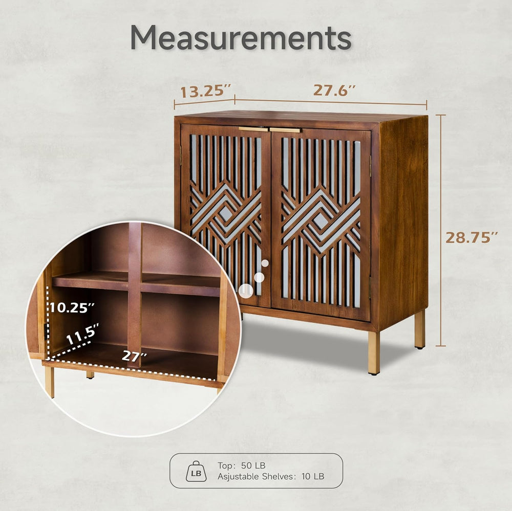COZAYH 2 Door Accent Cabinet, Wood Sideboard Storage Furniture with Modern Ge...