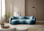 Curved Sofa, 93.6'', 4 Seater, Boucle, Modern, Blue, for Reception Place | 93.6'' Modern Boucle Curved Sofa for Living Room, Luxury Modern Comfy Curved Couch for Apartment, Reception Place