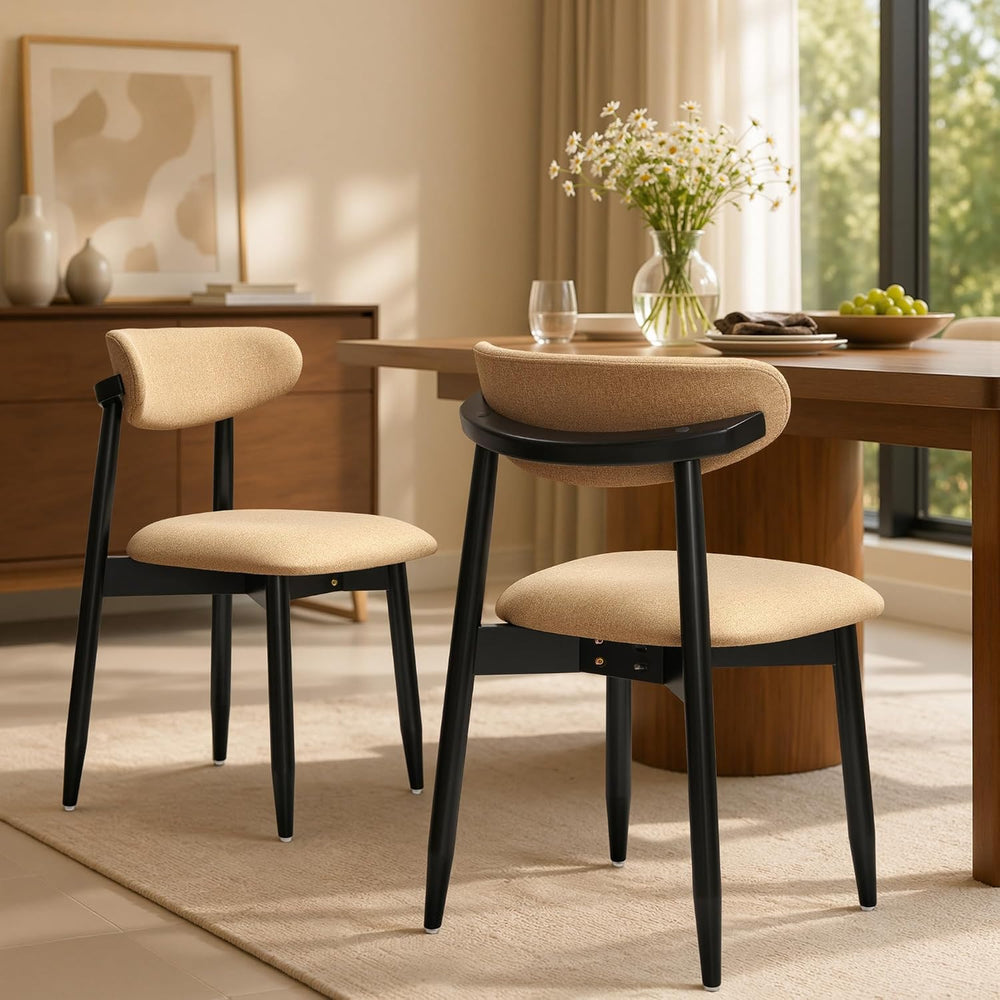 CHUN YI Dining Chairs Set of 4, Upholstered Wooden Dining Room Chairs with Er...