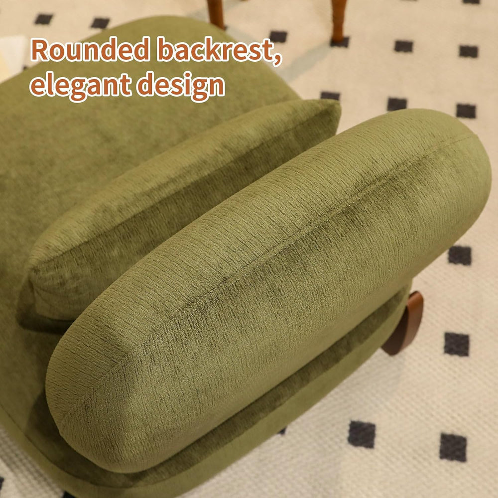 KEIKI Cute Comfy Accent Chair with Solid Wood Legs, Velvet Upholstered Single...