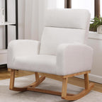 HCHAIRH Rocking Chair Nursery, Sherpa Nursing Rocking Armchair for Mom Nursery Morden Rocker Chair with High Backrest for Living Room,Bedroom,Teddy White