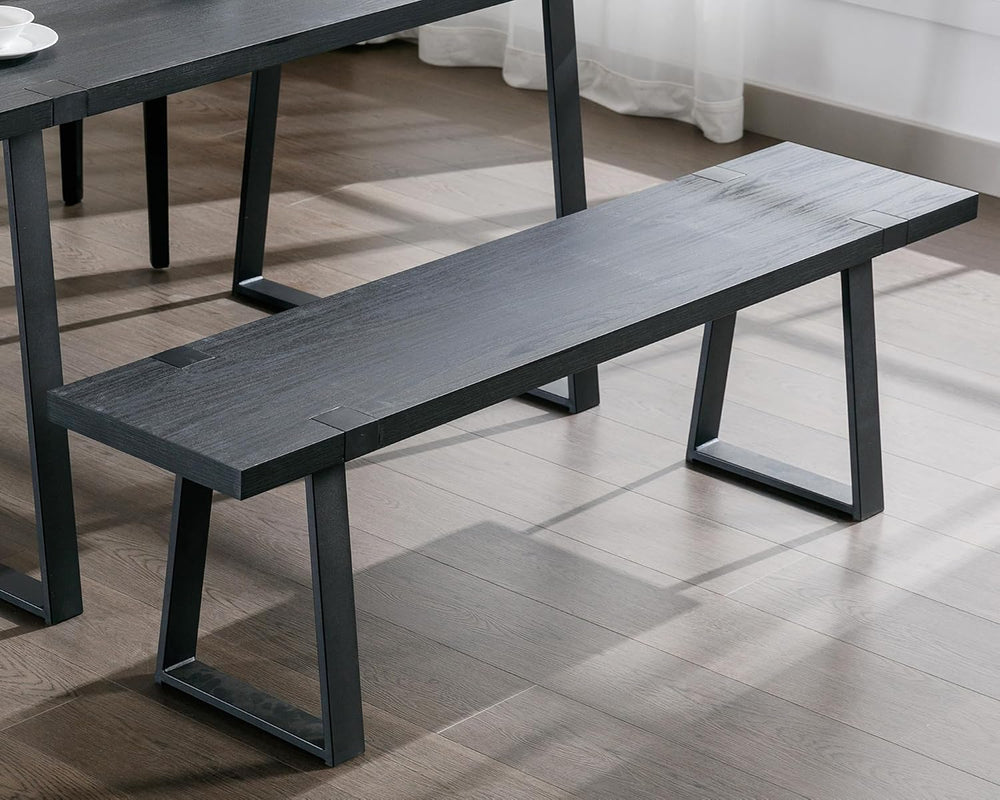 VESCASA 60" Wood Dining Bench with Black Metal Legs for Dining Room, Kit...