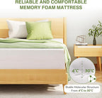 King Size Memory Foam Mattress, 10 Inch Bed Mattress in a Box with Cooling Green Tea Gel, Relieve Pressure with Medium Support, CertiPUR-US Certified, 80''L x 76''W, White