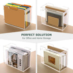 Acrylic File Organizer Box with Handles, Portable Letter Size Hanging File Folder Box, Desktop Filing Organizer for Home, Office - 1 Pack