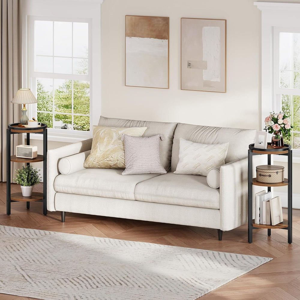 HOOBRO Small Round Side Table, 3-Tier Tall Coffee Drink Table for Sofa Couch,...